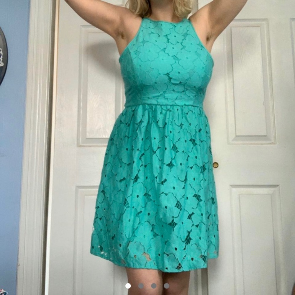 Teal Sundress Floral Lace